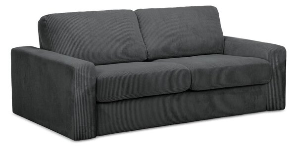 Divano grigio scuro allungabile con rivestimento in velluto a coste 195 cm Nona – Makamii