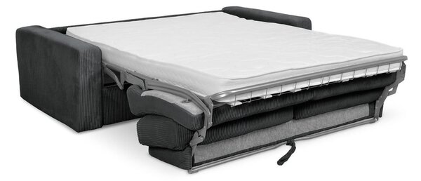 Divano grigio scuro allungabile con rivestimento in velluto a coste 195 cm Nona – Makamii