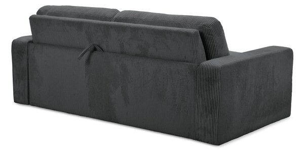 Divano grigio scuro allungabile con rivestimento in velluto a coste 195 cm Nona – Makamii