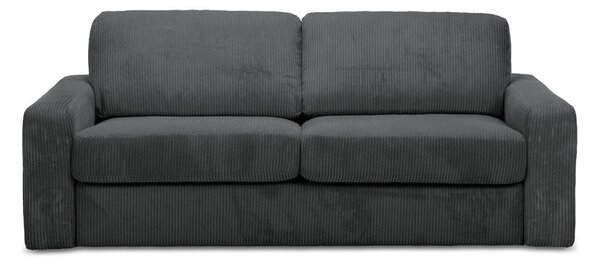 Divano grigio scuro allungabile con rivestimento in velluto a coste 195 cm Nona – Makamii