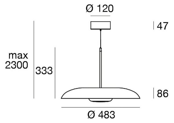Linea Light Lampada LED a sospensione Basin_P, bianca, metallo, Ø 49 cm, IP40 dimmerabile, Bianco / Opale, Soggiorno / Sala da pranzo, Alluminio, Moderno