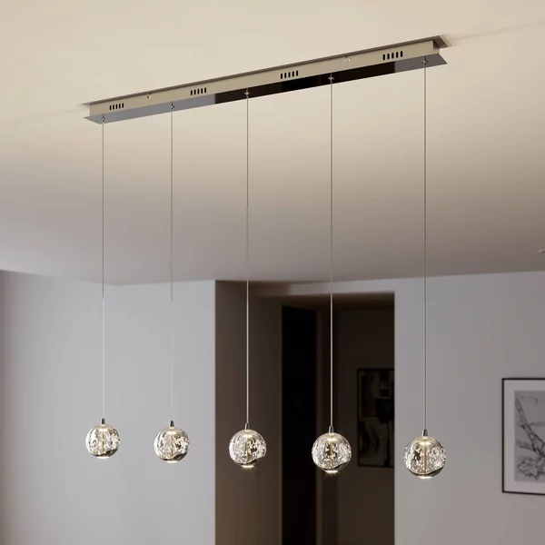 Lampada a sospensione in vetro Hayley Lucande, Chiaro / Trasparente, Soggiorno / Sala da pranzo, Vetro, Moderno, Lampada a sospensione