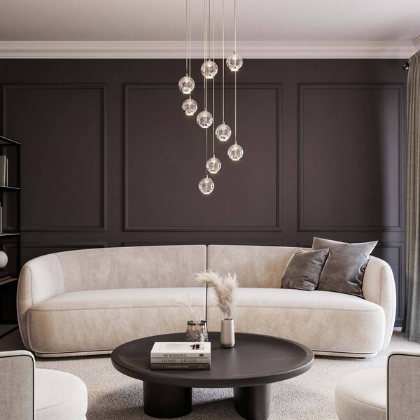 Lampada a sospensione in vetro Hayley Lucande, Cromo / Argento, Soggiorno / Sala da pranzo, Vetro, Design, Lampada a sospensione