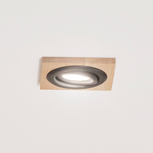 Plafoniera a incasso Tobby, 10 x cm, legno di quercia, GU10 Tobby Lamkur, dimmerabile, Legno chiaro, Soggiorno / Sala da pranzo, Legno, Scandinavo, Faretto da incasso