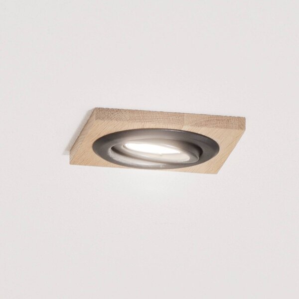 Lampada da incasso a soffitto Tobby, 10 x cm, set 3 in legno di quercia Tobby Lamkur, dimmerabile, Legno chiaro, Soggiorno / Sala da pranzo, Legno, Scandinavo, Faretto da incasso