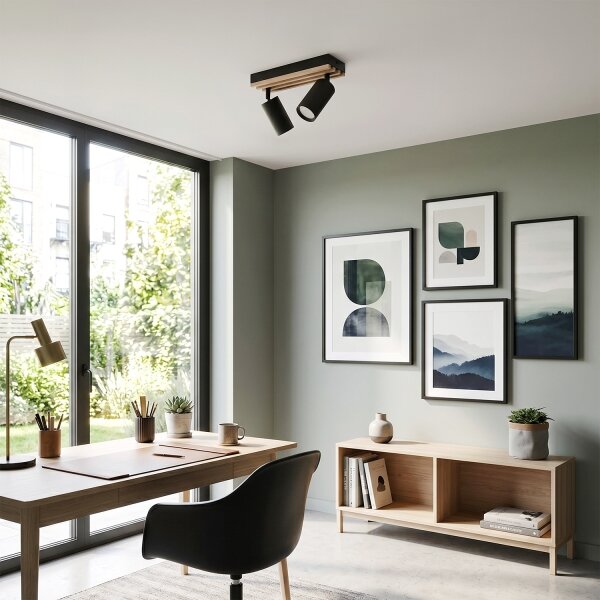Brilagi - Faretto SELE WOOD ACOUSTIC 2xGU10/30W/230V nero/legno