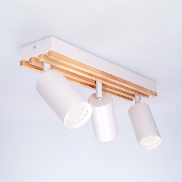 Brilagi - Faretto orientabile SELE WOOD ACOUSTIC 3xGU10/30W/230V bianco/legno