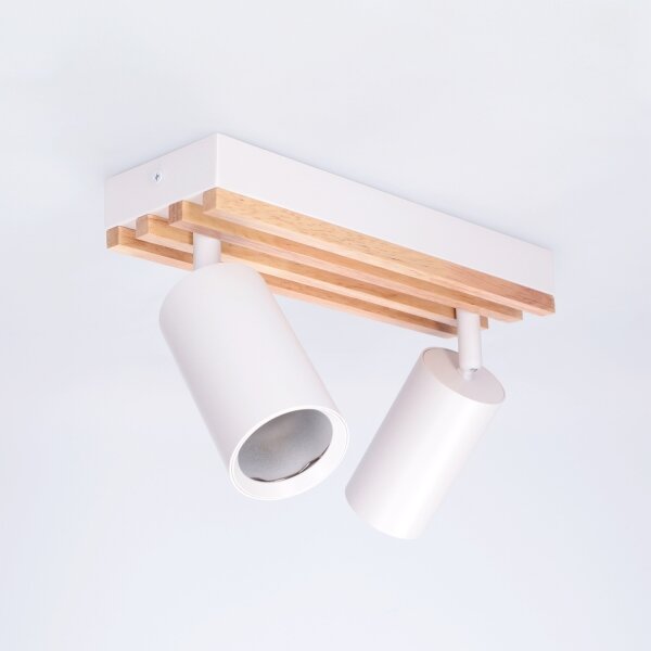 Brilagi - Faretto SELE WOOD ACOUSTIC 2xGU10/30W/230V bianco/legno