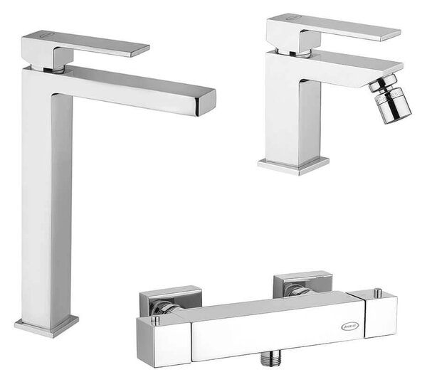 Jacuzzi Rubinetteria miscelatori lavabo alto bidet ed esterno doccia termostatico serie Twinkle