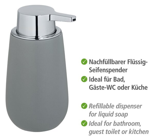 Dispenser di sapone in ceramica grigia 320 ml Badi - Wenko