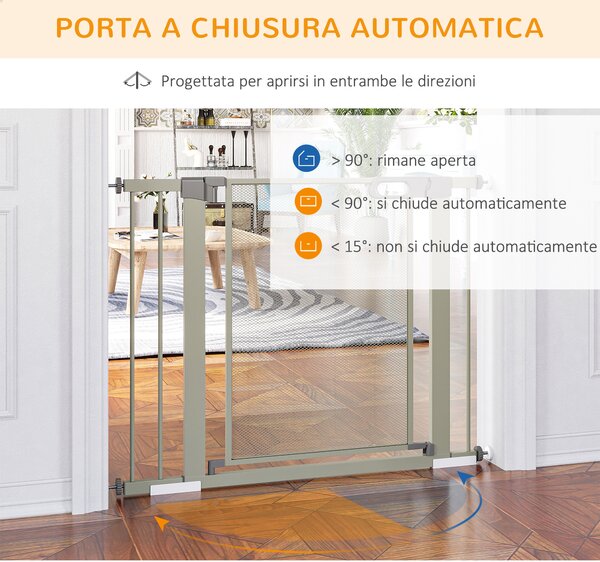 PawHut Cancellino per Cani Estensibile a Pressione con Chiusura Automatica, 75-103x76 cm, Grigio