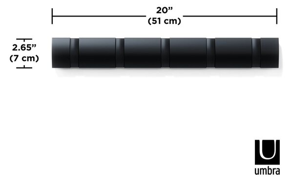 Appendiabiti da parete nero in legno di pioppo Flip - Umbra