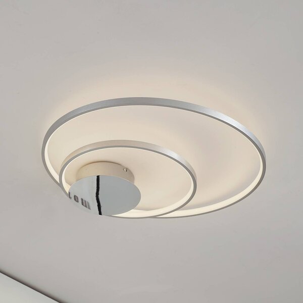 Plafoniera a LED Nerwin Lindby, dimmerabile, Alluminio / Grigio / Zincato, Soggiorno / Sala da pranzo, Alluminio, Moderno, Plafoniera LED