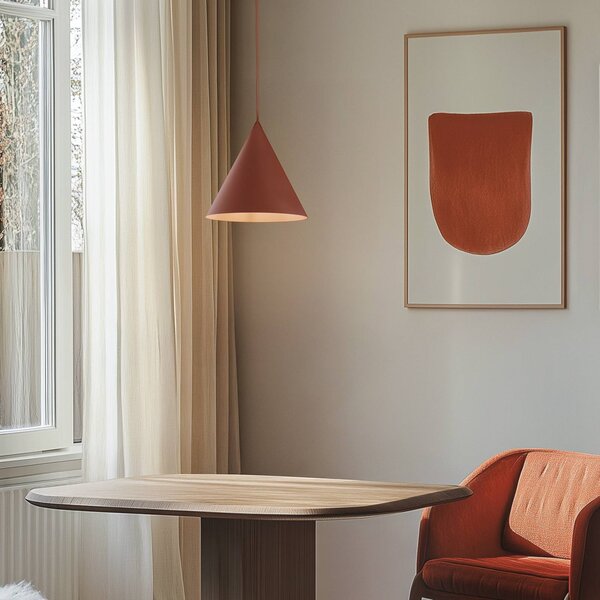 Lampada a sospensione Cono TK Lighting, dimmerabile, Rosso, Soggiorno / Sala da pranzo, Metallo, Moderno, Lampada a sospensione