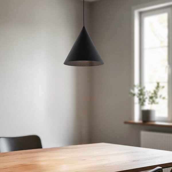 Lampada a sospensione Cono TK Lighting, dimmerabile, Nero, Soggiorno / Sala da pranzo, Metallo, Moderno, Lampada a sospensione
