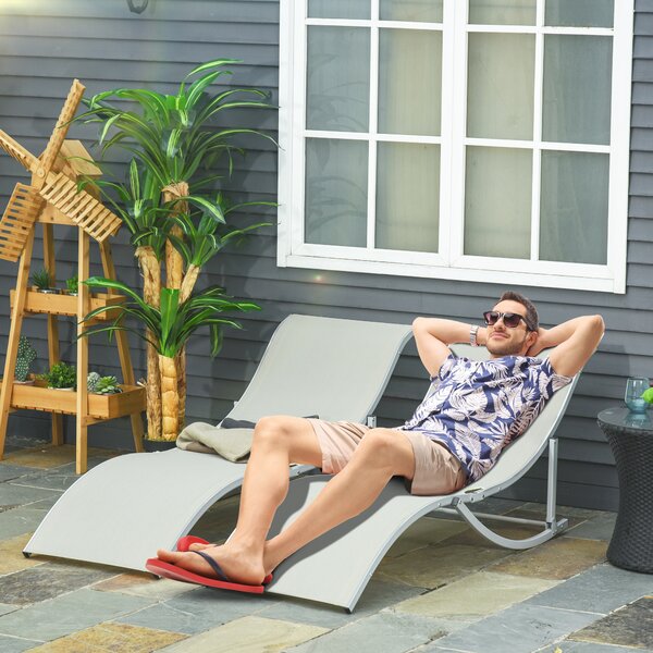 Outsunny Set 2 Sdraio da Giardino Pieghevoli, Lettino Prendisole in Alluminio e Textilene, 61x165x63 cm|Aosom