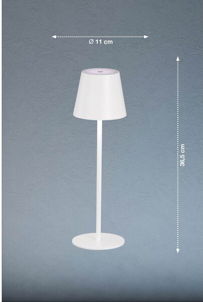 Lampada da tavolo a LED bianca con paralume in metallo (altezza 36,5 cm) Viletto - Fischer & Honsel