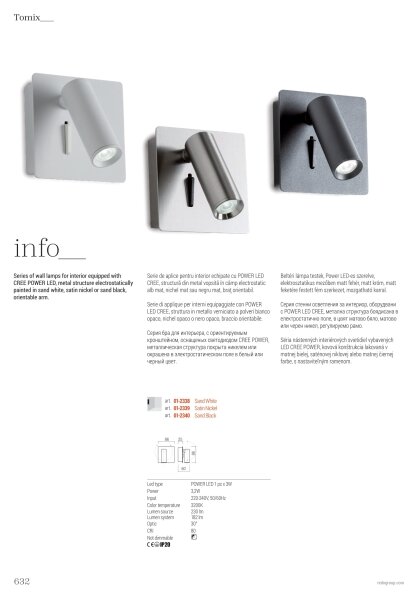 Redo 01-2340 - Luce Spot da parete a LED TOMIX LED/3,2W/230V nero
