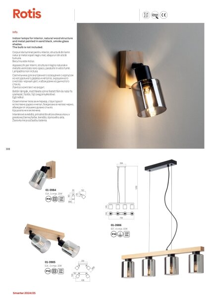Redo 01-3984 - Faretto da parete ROTIS 1xE14/15W/230V