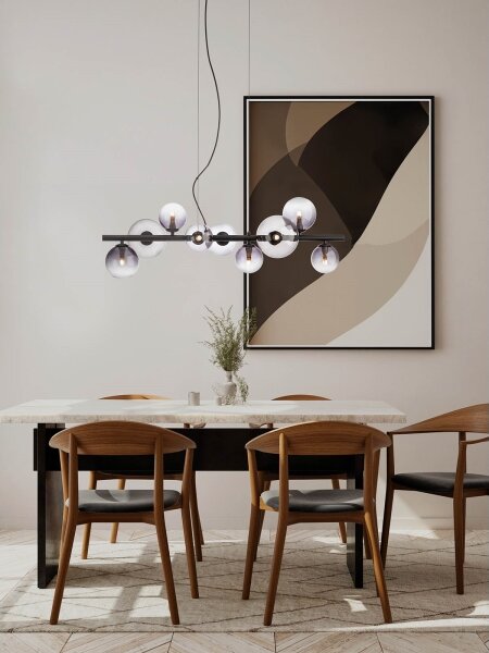 Redo 01-3989 - Lampadario a sospensione con filo ASTRA 9xG9/8W/230V nero