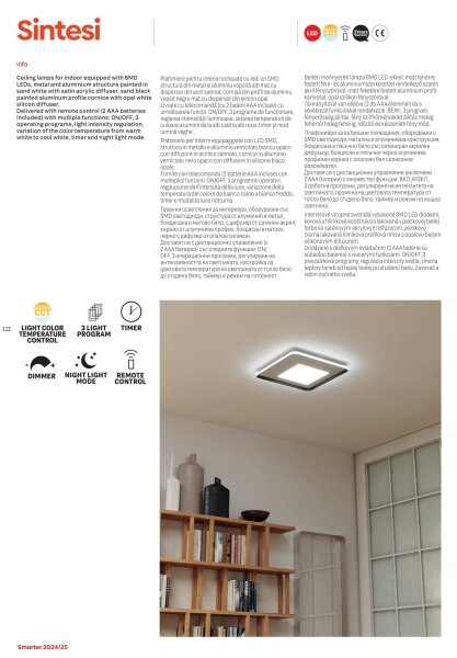 Redo 05-959-Plafoniera LED dimmerabile SINTESI LED/45W/230V 3000-6000K +RC