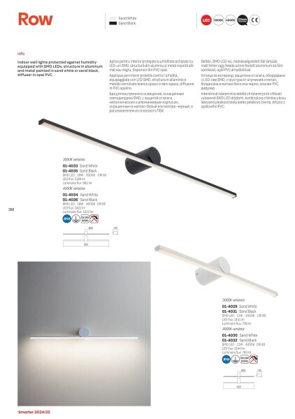 Redo 01-4036 - Illuminazione a LED per specchi da bagno ROW LED/18W/230V 90cm IP44 nero