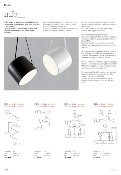 Redo 01-1821 - Lampadario a sospensione con filo DODO 1xE27/15W/230V ragno bianco