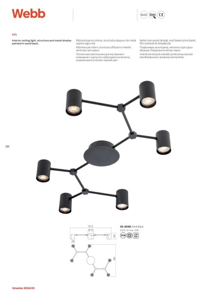 Redo 01-4048 - Faretto WEBB 6xGU10/10W/230V nero