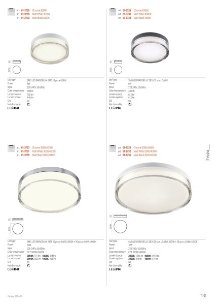 Redo 01-3733 - Plafoniera LED FRISBI LED/8W/230V IP44 nero