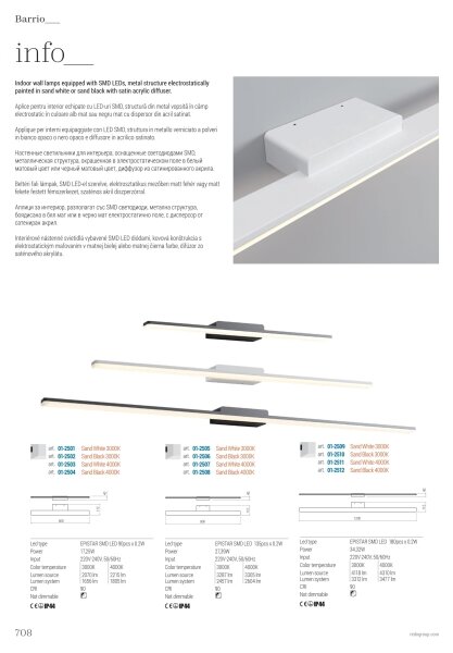 Redo 01-2504- Illuminazione a LED per specchi da bagno BARRIO LED/17,25W/230V IP44 nero