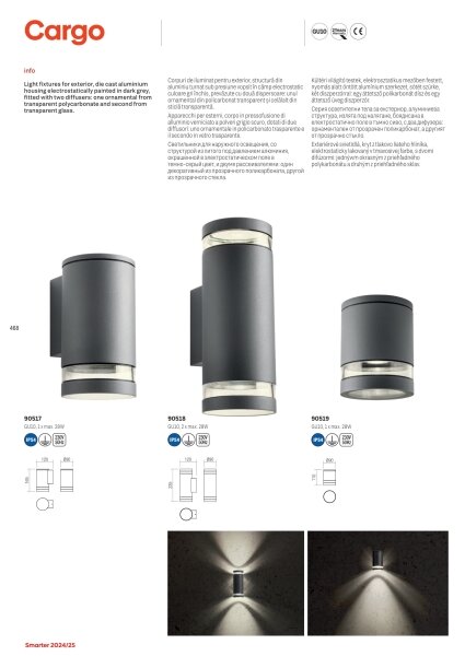 Redo 90518 - Applique da esterno CARGO 2xGU10/28W/230V IP54 antracite