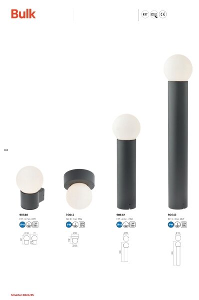 Redo 90641 - Plafoniera da esterno BULK 1xE27/28W/230V IP44 antracite