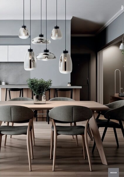 Redo 01-3196 - Lampadario a sospensione con filo LUKE 1xE27/42W/230V diametro 17 cm nero