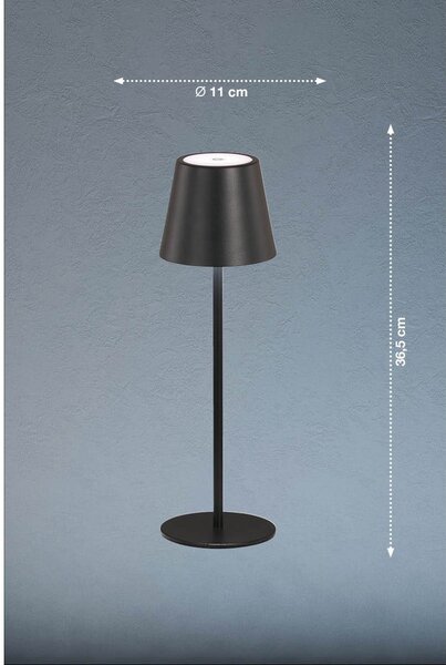Lampada da tavolo a LED nera con paralume in metallo (altezza 36,5 cm) Viletto - Fischer & Honsel