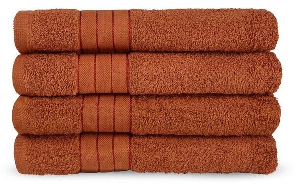Asciugamani in spugna di cotone color mattone in set da 4 50x100 cm - Good Morning