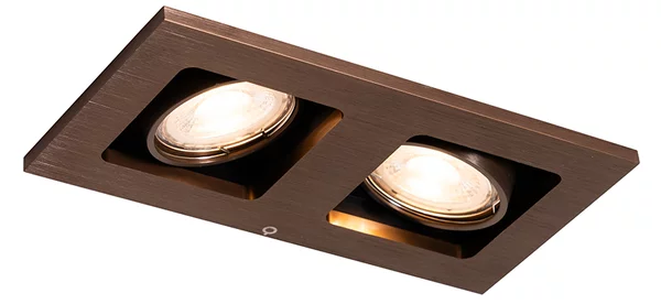 Faretto da incasso bronzo scuro rettangolare 2 luci orientabile e girevole - Qure