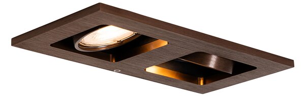 Faretto da incasso bronzo scuro rettangolare 2 luci orientabile e girevole - Qure