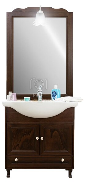 MOBILI 2G - MOBILE BAGNO CLASSICO LEGNO TINTA NOCE L.75 P.50