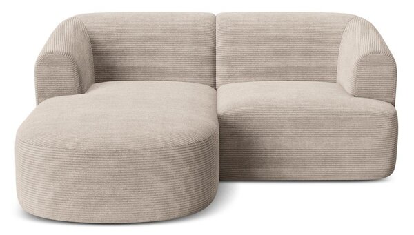 Divano angolare marrone chiaro (con penisola a sinistra/con chaise lounge) con rivestimento in velluto a coste Campi – Cosmopolitan Design