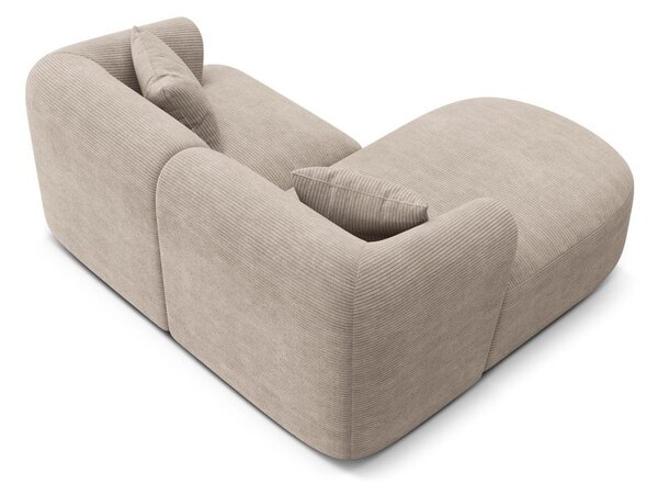 Divano angolare marrone chiaro (con penisola a sinistra/con chaise lounge) con rivestimento in velluto a coste Campi – Cosmopolitan Design