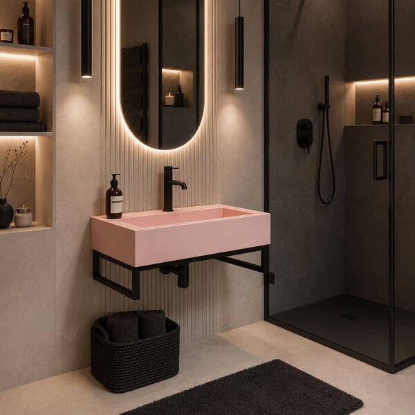 Lavabo in conglomerato GOYA PINK 60CM + TELAIO