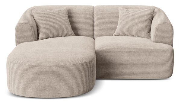 Divano angolare marrone chiaro (con penisola a sinistra/con chaise lounge) con rivestimento in velluto a coste Campi – Cosmopolitan Design