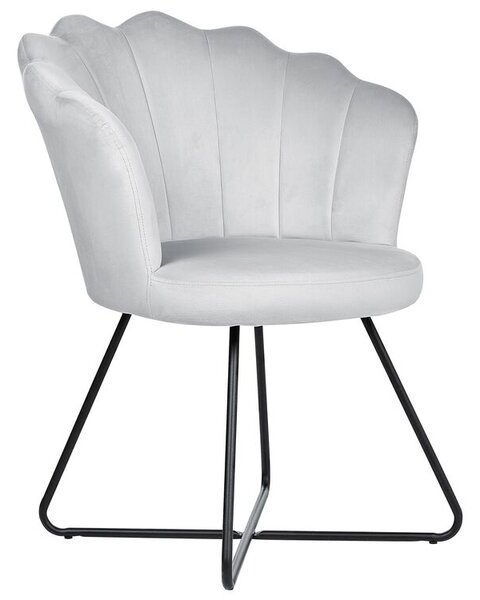Sedia senza braccioli Rivestimento in velluto grigio Schienale a conchiglia Design classico vintage Struttura in metallo nero Beliani