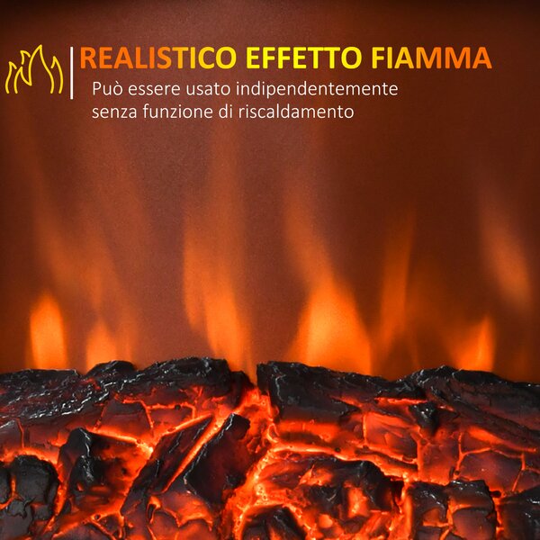 HOMCOM Camino elettrico 1000/2000W con temperatura regolabile, bianco | Aosom Italy