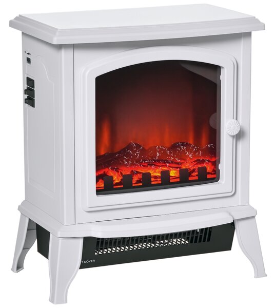 HOMCOM Camino elettrico 1000/2000W con temperatura regolabile, bianco | Aosom Italy