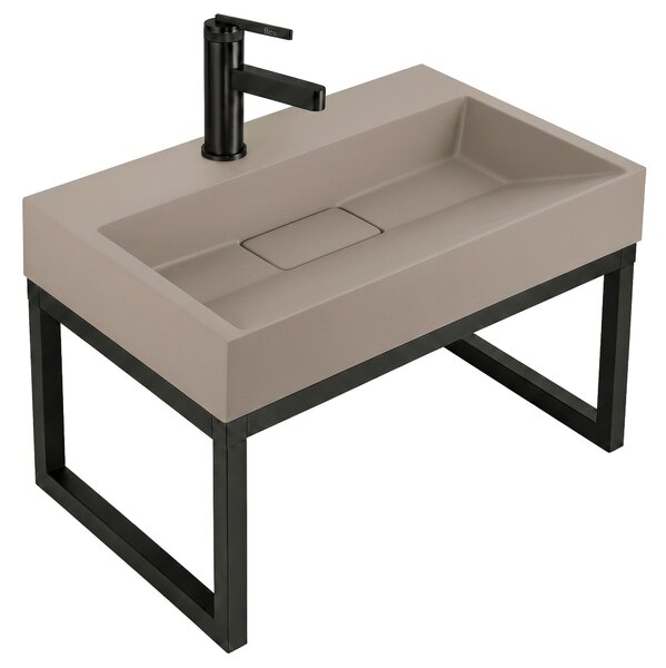Lavabo in conglomerato Rea GOYA TAUPE 50CM + Supporto