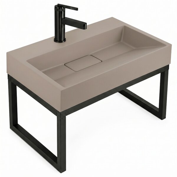 Lavabo in conglomerato Rea GOYA TAUPE 50CM + Supporto