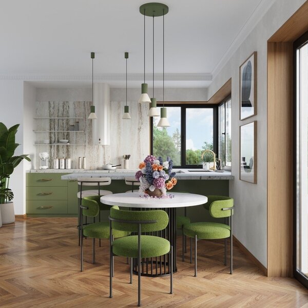 Lampadario verde in metallo ø 30 cm Niru – Sollux