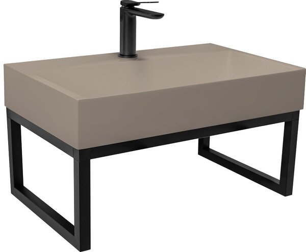 Lavabo in conglomerato Rea GOYA TAUPE 70CM + Supporto