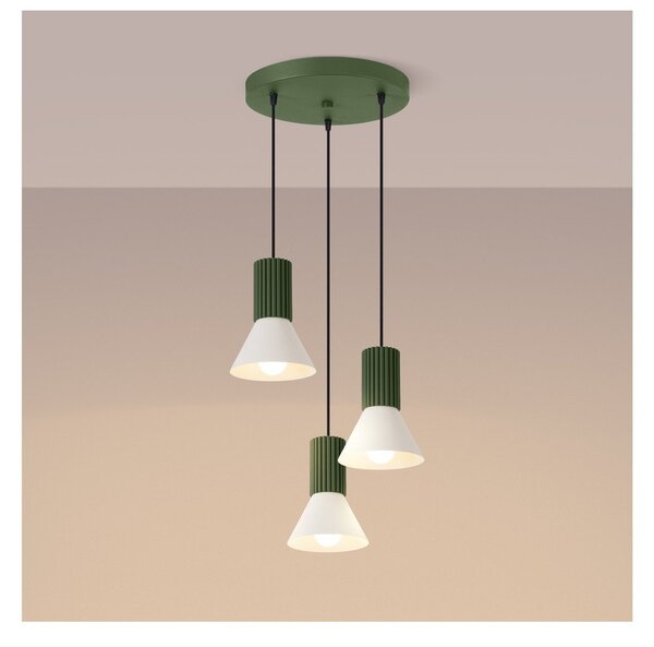 Lampadario verde in metallo ø 30 cm Niru – Sollux
